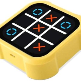 Tic Tac Toe Game, 3 in 1 Handheld Puzzle Game Console, Portable Travel Games for Car Ride, Christmas 2024 Board Games for Adults, Christmas Gift - Color: yellow