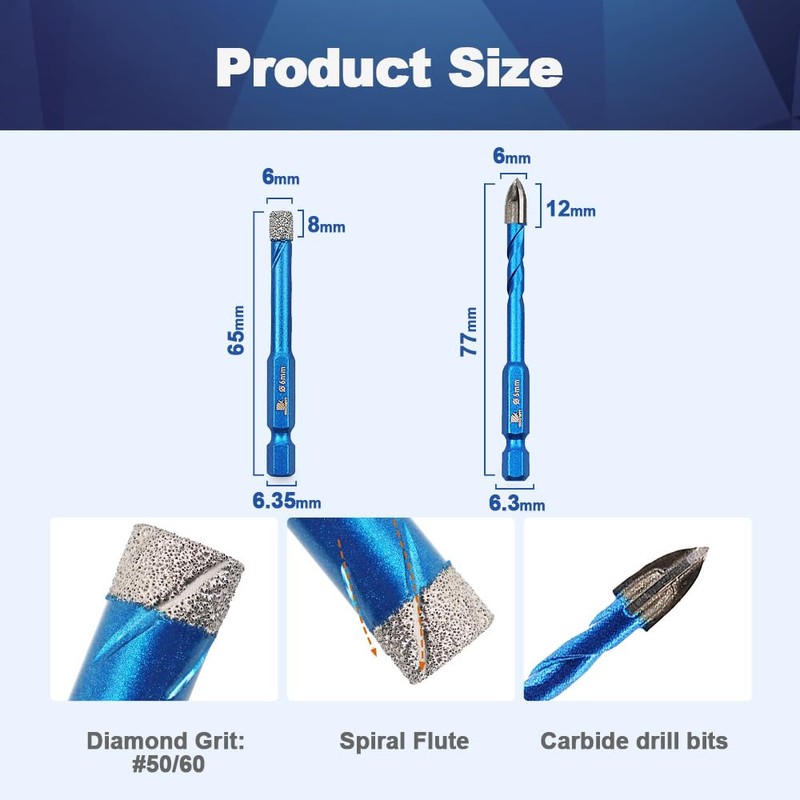 Diamond Drill Bit - BRSCHNITT 10pcs 1/4 inch Masonry Drill