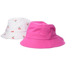 NAME IT Baby Girls Bucket Hat, Bright White/Detail:1x Bright White/1x Pink Yarrow