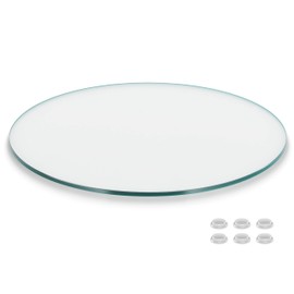 Better Bevel 30" Inch Round Glass Table Top | Tempered Glass Protector | Anti-Slip Pads/Bumpers | Coffee, Dining Table