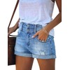 luvamia Women's Fashion Ripped High Waisted Denim Shorts Roll Hem