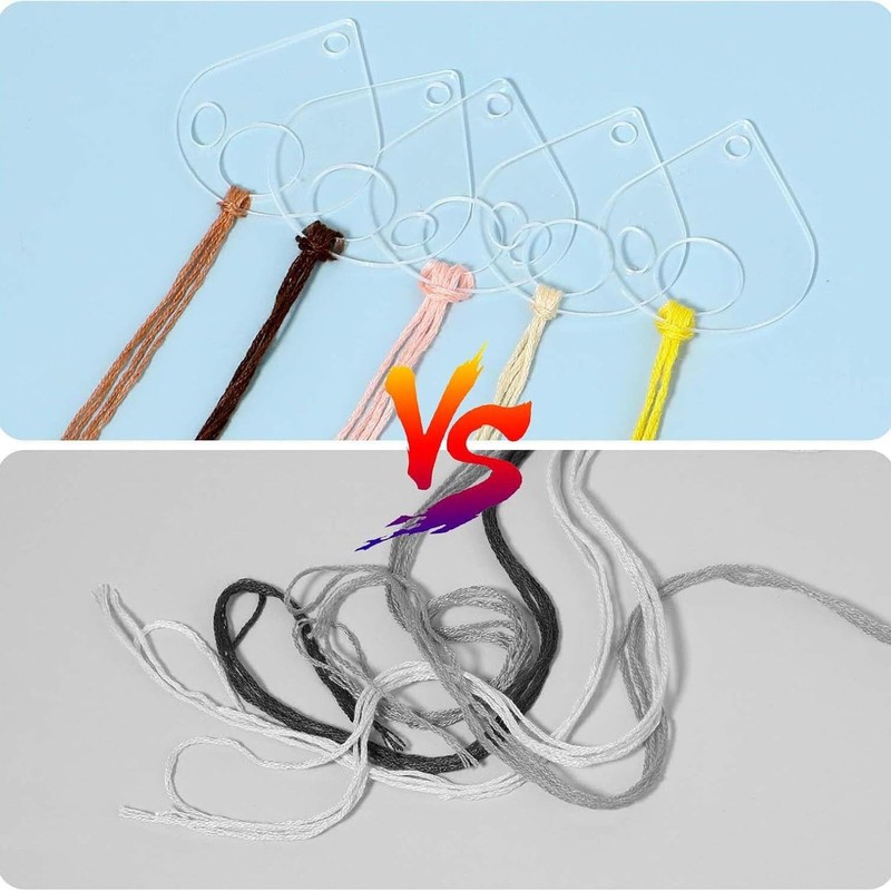 50Pcs Acrylic Embroidery Floss Organizer Set with Hinged Ring –