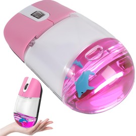 Wireless Mouse -Cute Clear Aqua Design, Water Mouse with Optical Precision, Silent Clicks, Lightweight & Floating Animal Transparent Retro Style for Home Office, Great for Kids & Adult(Dolphin-Pink)
