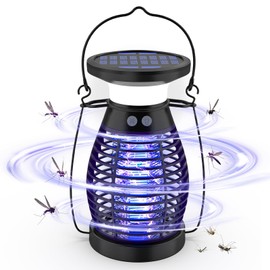 Solar Insektenvernichter Elektrisch, 4200V UV-Insektenfalle, 4000mAh USB Wiederaufladbar Mückenfalle Mückenlampe IP66 Wasserdicht Elektrische Fliegenfalle für Garten Innen und Aussen, Lila