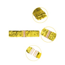 Allegra K Women's Elastic Dress Belt Sequins Metal Interlock Buckle, gold