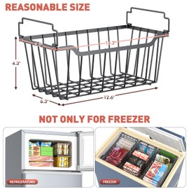 Goovilla Freezer Organizer Bins with Foldable Handle, 8 Pack Stackable Freezer Baskets for 3.5-7 Cu.FT Deep Chest Freezer Organization, Coated Metal Freezer Storage Bins with Better Space Utilization