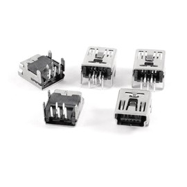 uxcell Mini USB Type B Female Socket 5-Pin Right Angle DIP Jack Connector 5 Pcs