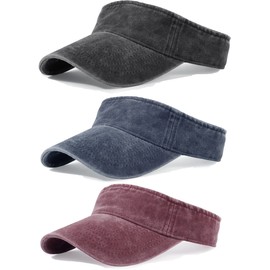 3 Pack Sun Visors for Women Men Cooling Lightweight Sports Sun Hats Adjustable Twill Cotton Run Visor