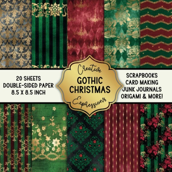 Gothic Christmas Patterned Double-Sided Craft Paper, 8.5" Square: Decorative Specialty