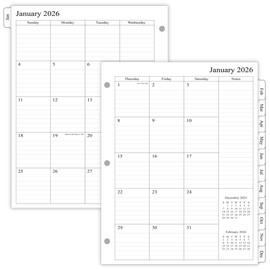 newestor 2025-2026 Monthly Planner Refill for 3 Ring Binder, Nov 2025 - Dec 2026, Two Pages Per Month, 8-1/2" x 11", Monarch/Folio Size 5