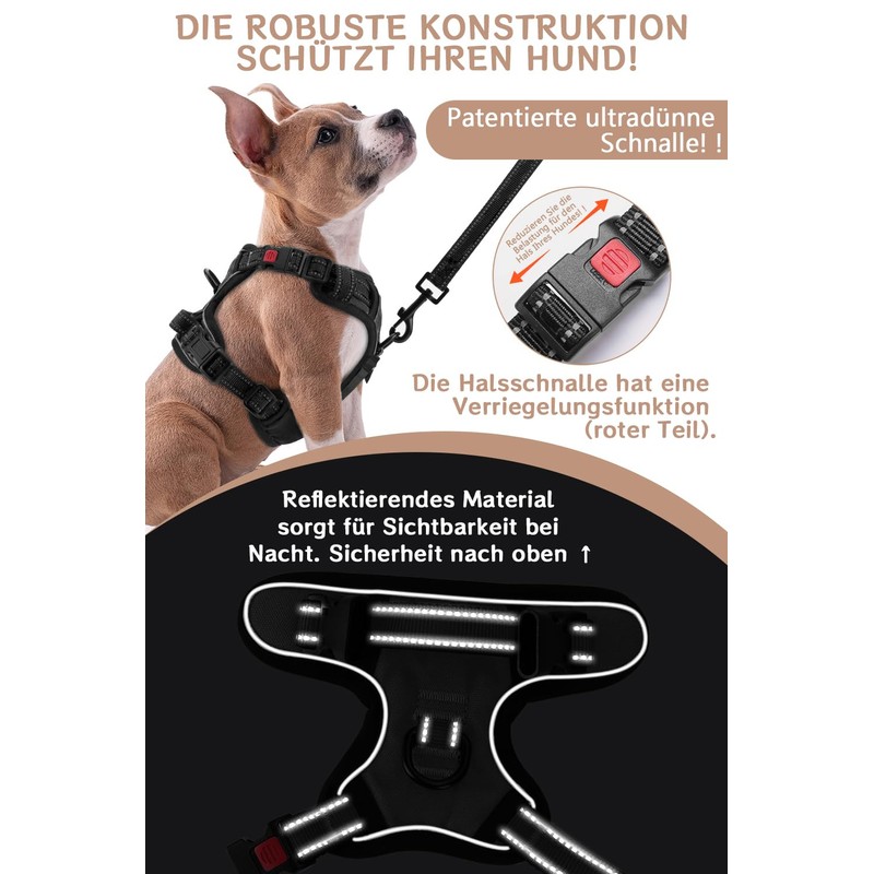 BaoCheng Anti-Pull Dog Harness, Small/Medium/Large Dogs, Breathable Mesh, Easy to