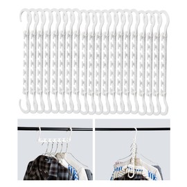Mr. Pen- Space Saving Hangers for Clothes, 20 pcs, White, Plastic Multi Clothes Hangers Space Saving, 6 Slots, 360° Rotating Hooks