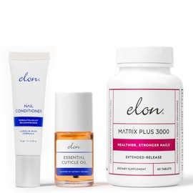 Elon Essentials Kit for Nail Health – Nail Care Kit w/Elon Nail Conditioner, Cuticle Oil & Matrix Plus 3000 Biotin Supplement – Repair, Strengthening & Moisturizing