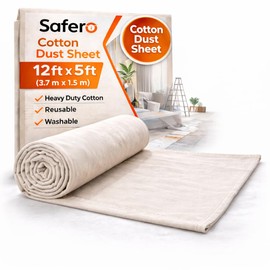 Cotton Dust Sheets for Decorating and Painting Size 12ft x 5ft Heavy Duty Furniture Floor Stairs Reusable Washable