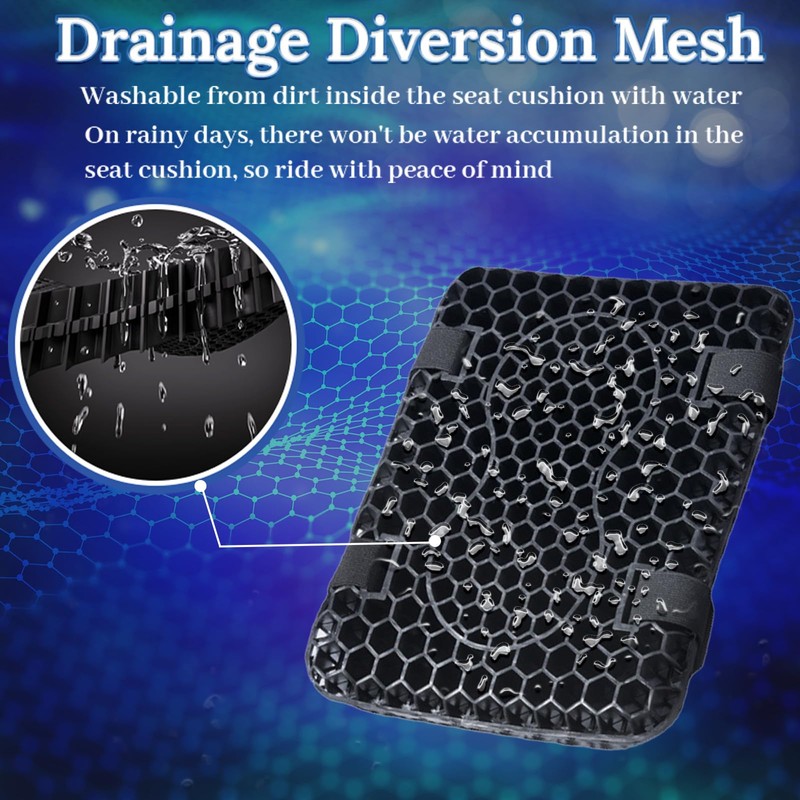 CERITORN Motorcycle Gel Seat Cushion, 3D Honeycomb Shock-Absorbing, Hollow and