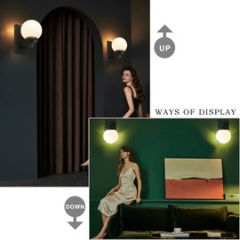 Pathson Vintage Wall Sconce with White Globe Glass, Industrial Bathroom Vanity Light, Indoor Wall Lamp Fixtures for Hallway Kitchen Bedroom