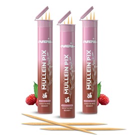 Mullein Pix, Extra Thick Boosting Flavored Toothpicks with Mullein Leaf – Natural Smoking Alternative – Lung Cleanse Support (Soothing Berry 3 Pack)