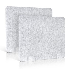 AMUSIGHT 2 Pack Acoustic Desk Dividers - 24" x 20" Freestanding Privacy Panels Set with Noise - Reducing Design Cubicle Sound Proof, Ideal for Office, Classroom, and Home (Silver Gray)