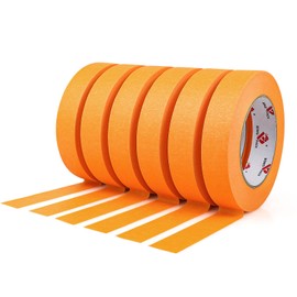 BOMEI PACK Painters Tape - Orange Painting Tape - 1 inch x 60 Yards Paint Tape for Walls Painting, Automotive, Labeling, DIY Crafting, Decoration and School Projects, 6 Pack