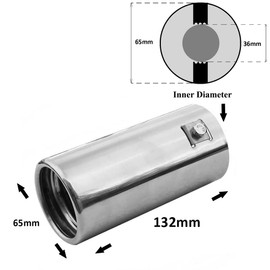 Rumplex Exhaust Trim Round Stainless Steel Sports Exhaust Tailpipe End Pipe Trim Exhaust Tips Tailpipe Trim Silencer Tip Universal Exhaust Pipe Chrome Rustproof