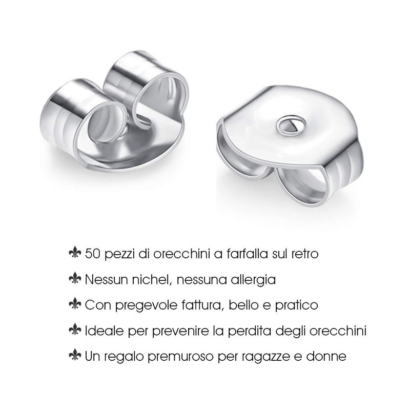 Earring Backs Clutches,Stainless Steel Butterfly Square Earring Safety Backings Pads