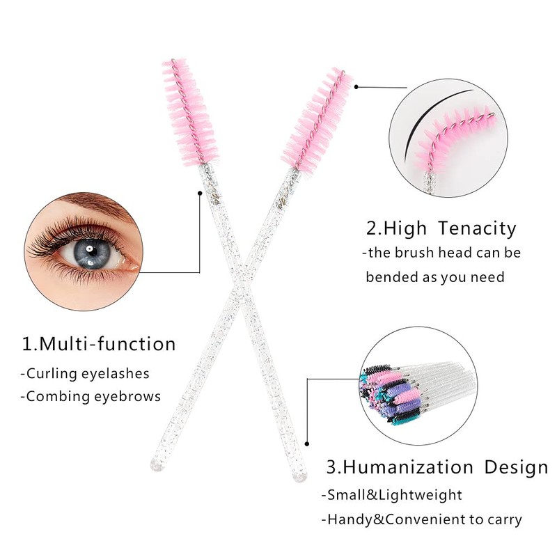 300 PCS Crystal Eyelash Mascara Wands Disposable Lash Brushes for