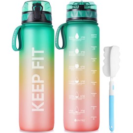 FULDENT Trinkflasche 1L Sport Wasserflasche [Trinkflasche BPA Frei] Trinkflasche mit rutschfest Gummi Grip Geeignet für Die Fahrrad, Outdoor, Schule, Gym