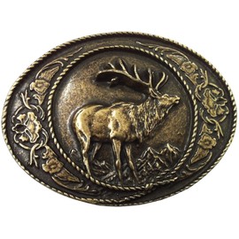 BELTINGER Deer Belt Buckle with Frame 4.0 cm | Buckle Interchangeable Buckle Belt Buckle 40 mm Solid | for Hunting Outfit, Old Brass