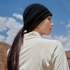 PELLIOT Winter Hats for Women Polartec Fleece Beanie Hats Ponytail Beanies Warm Lightweight Skull Cap Black