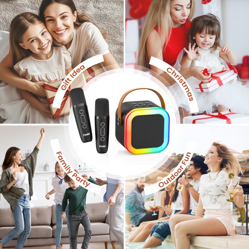 Karaoke Machine for Kids Adults, Portable Bluetooth Mini Karaoke Microphone