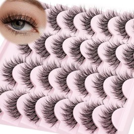 False Lashes Natural Cateye Eyelashes - 3D Fluffy 14mm Natural look Fake Eye Lashes Clear Band Reusable Pestañas Postizas 14 Pairs Pack by Obeyalash(T07）