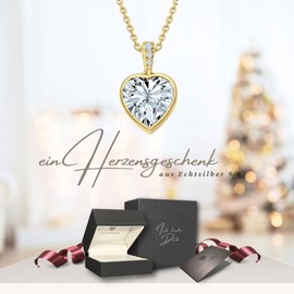 Heart Necklace Silver 925 / Gold Plated Necklace Women's "I Love You" Chain Silver Chain Heart Pendant Heart Jewellery Gifts Women Girlfriend Her Birthday Wedding Anniversary Love Gift, Cubic