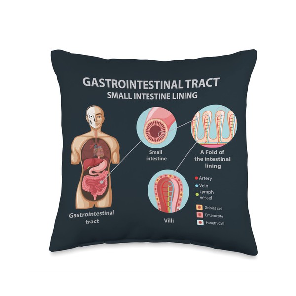 Gastrointestinal Tract for Medic Throw Pillow, 16x16, Multicolor