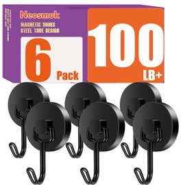 Neosmuk Magnetic Hooks, Cruise Ship Essentials, 100lb+ Swing Swivel Heavy Duty Magnetic Hooks for Cruise Cabins, Refrigerator, Grill, Hanging, and Travel,Extra Strong Must-Haves, Black.