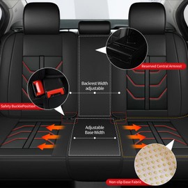 TTX LIGHTING Car Seat Covers fit for Toyota 4Runner 2003-2024 2025 - Waterproof Leather Automotive Seat Protectors Full Set (5 Seats, Black & Redline)