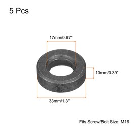 sourcing map Carbon Steel Flat Washer Fits M16 Bolts, 5pcs M16 x 33 x 10mm Black Oxidized Grade 8.8 Alloy Steel Ultra Thick Fasteners for Mechanical Industry