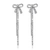 Bow Earrings for Women Silver Earrings Rhinestone Earrings Long Tassel