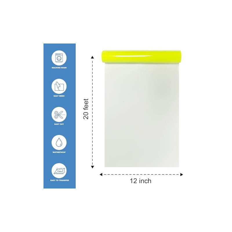 MerryMade Neon Yellow Heat Transfer Vinyl HTV Roll 12" x