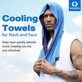 Sukeen Cooling Towels for Neck and Face, Cooling Neck Wraps, Cooling Towel Breathable Sweat Towel Head Towel, Quick Drying Absorbent Sport Workout Camping Cycling Cooling Towel (Blue)