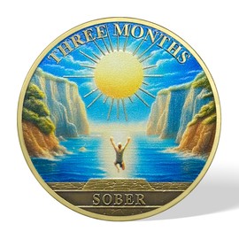 3 Months Sobriety Coin Three Months Sober Coins March AA Chips and Medallion Sun Chip Alcoholics Anonymous Coin Recovery Anniversary Token Sobriety Gifts for Women Men