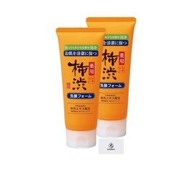 熊野油脂 四季折々 薬用 柿渋 洗顔フォーム 130g 2本セット Aronheurオリジナルマスクケース付き