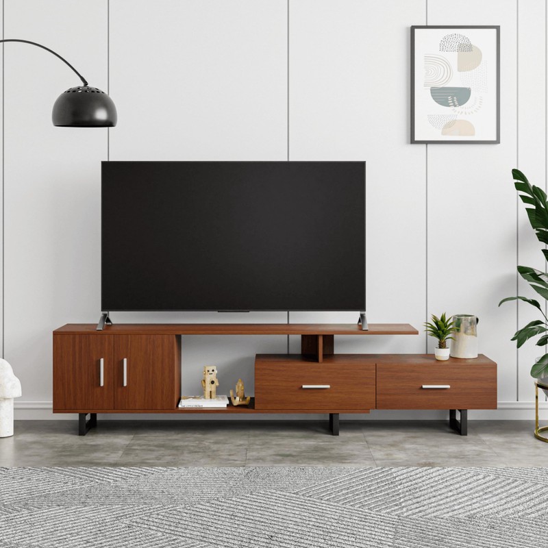 LeisureMod Avery Mid-Century Modern 69" TV Stand with MDF Cabinet