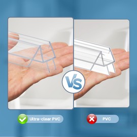Shower Door Bottom Seal Strip, 2PCS Seal Strip, Ultra Clear PVC, 36" Length, Fits 8mm Thick Glass, Prevents Leaks, Easy Installation, No Adhesive Required (Ultra Clear, 36in for 5/16"(8mm) Door)