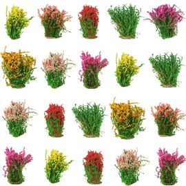 NWFashion 20PCS Miniature Colorful Flower Cluster Miniature Shrubs Bushes Static Grass Random Style Model Tree Scenery Accessories (20)