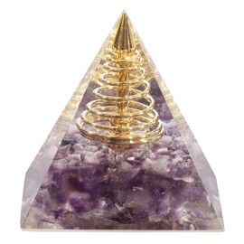 Nupuyai Amethyst Spiral Healing Crystal Pyramid for Protection, Spiritual Ornament Quartz Energy Point Figurine for Reiki Healing with Gift Box