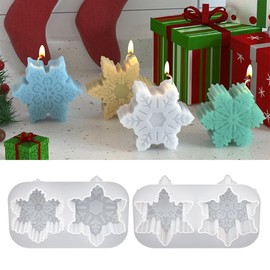 mdgfge 2Pcs Christmas Snowflake Candle Silicone Molds Aromatic Handmade Soap Snowflake Epoxy Plaster Resin Mold for Christmas Winter Holiday Party Kitchen Chocolate Baking DIY Tool Decor Supplies