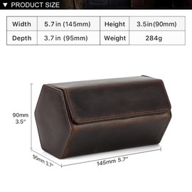 Hiram Dual Hexagon Genuine Leather Watch Roll Watch Storage Box for Two - Leather Waterproof Shock Resistant Watch Case Storage for Carrying Watch Travel Portable