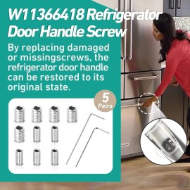 Gfdoso 5 Packs W11366418 Refrigerator Freezer Door Handle Mounting Set Screw Silver