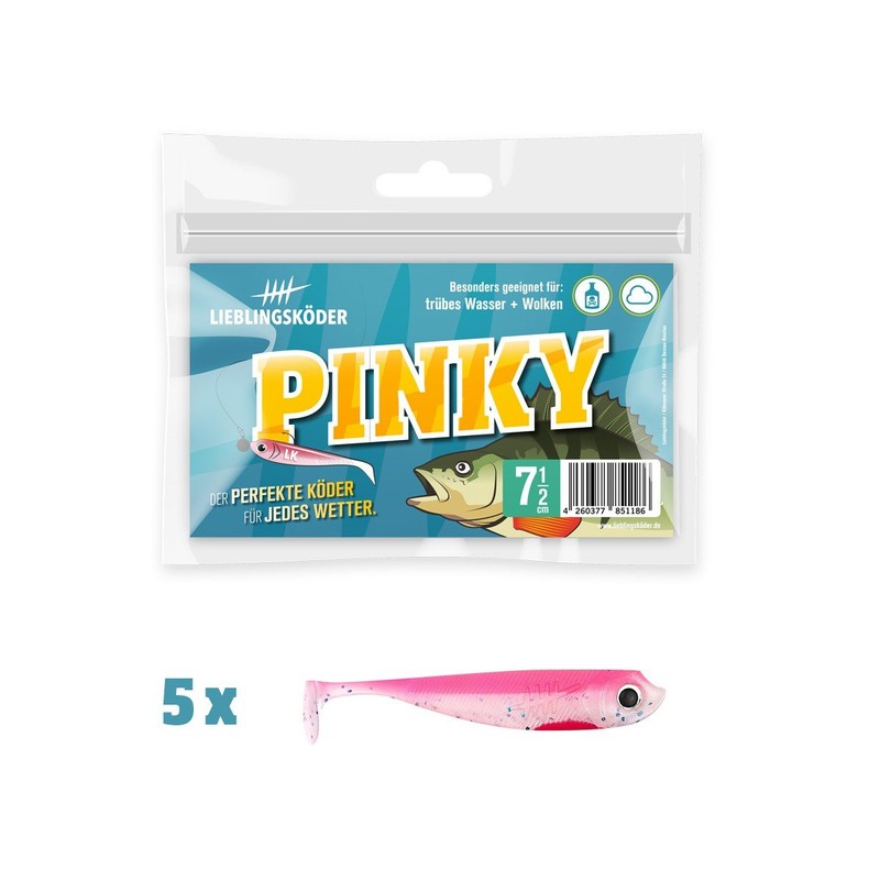 Lieblingsköder, 5 Rubber Fish for Zander Fishing, 7.5 cm, Zander