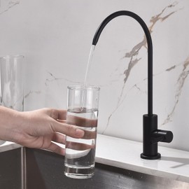 DEOKXZ Matte Black Drinking Water Filter Faucet for Kitchen Sink Reverse Osmosis Ro System, Lead-Free Sus Stainless Steel with Brass Finish (Matte Black)